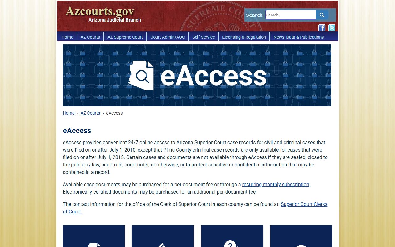 Mohave County court records after jail arrest Arizona eAccess document lookup